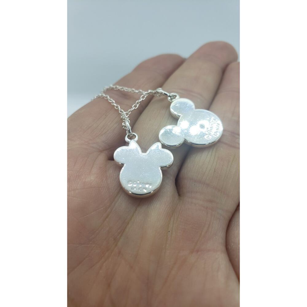 Disney Mickey Mouse & Minnie Mouse Necklace Silverplate Made for Each Other - Picture 4 of 7